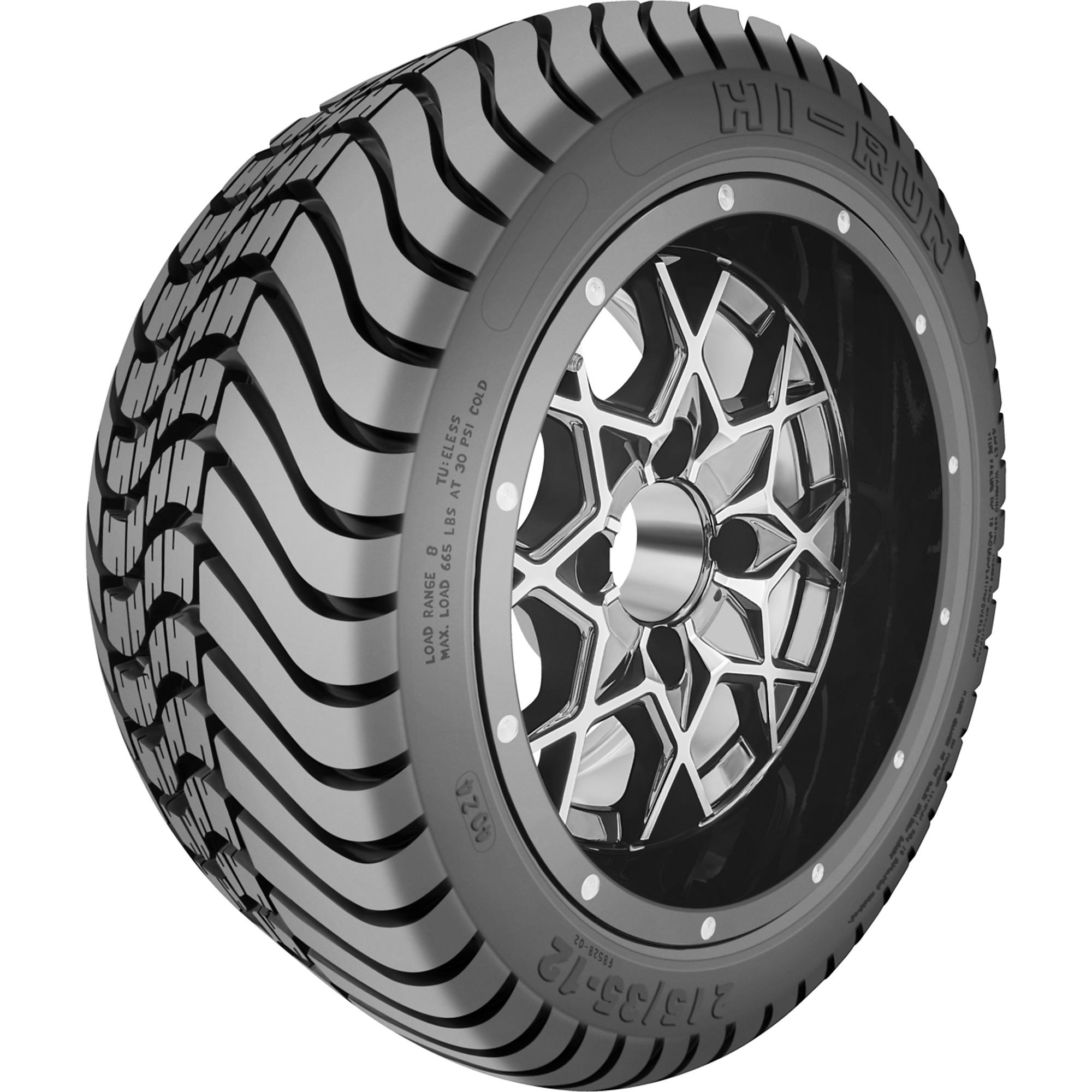 HI-RUN, Golf Cart 215/35-12 Aluminum Wheel Assembly, Tire Diameter 18.9 in, Load Range Rating B, Model# SNPA1005
